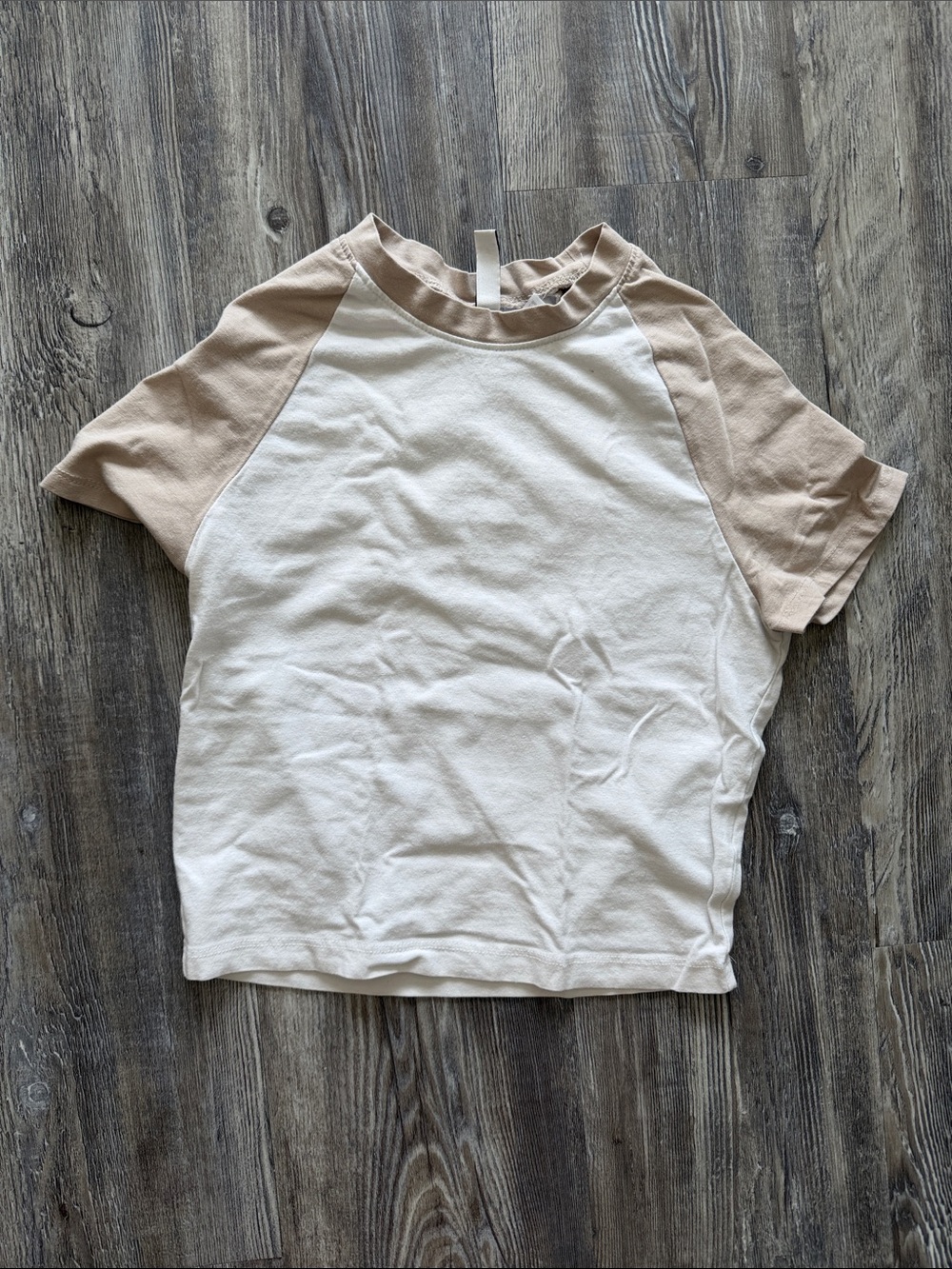 Neutral Two-Tone Tee - Cream & Tan